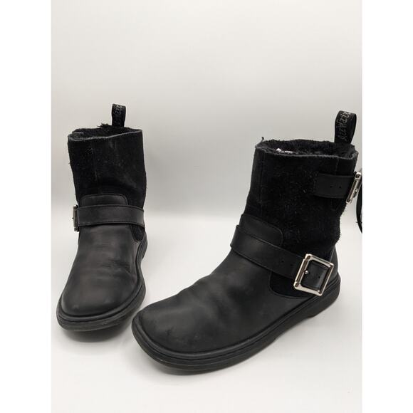 Dr Martens Gayle Faux Fur Lined Leather Ankle Boot Moto Shearling Black